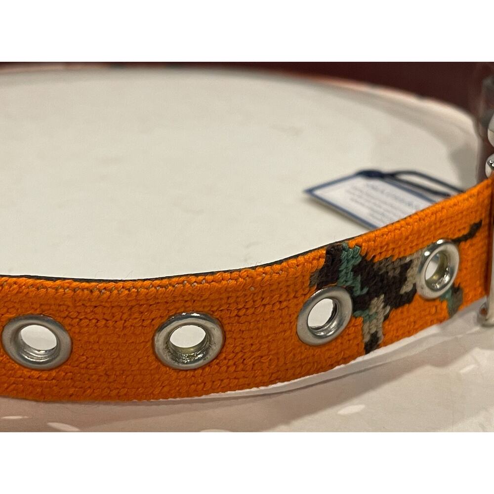 SMATHERS & BRANSON NWT Orange Camo Retriever Needlepoint Dog Collar Large/XLarge - Picture 5 of 8